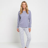 Comfortabele Pyjama Set met Lange Mouwen en Geruite Broek