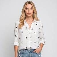 Casual Blouse met Print en V Hals voor Trendy Look