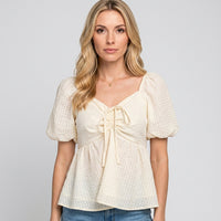 Romantische Blouse met Pofmouwen en Vrouwelijke Pasvorm