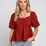 Romantische Blouse met Pofmouwen en Vrouwelijke Pasvorm