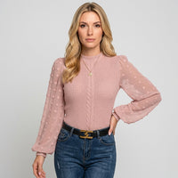 Elegante Trui met Transparante Pofmouwen