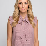 Elegante Mouwloze Blouse met Strikdetail
