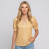 Luchtige Blouse met Knoopdetail en Comfortabele Pasvorm