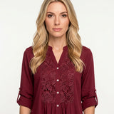 Elegante Tuniek Blouse met Kantdetails en Knopen
