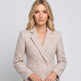 Elegante Tweed Blazer met Getailleerde Pasvorm