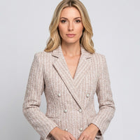 Elegante Tweed Blazer met Getailleerde Pasvorm
