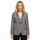 Elegante Tweed Blazer met Getailleerde Pasvorm
