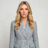 Elegante Tweed Blazer met Getailleerde Pasvorm