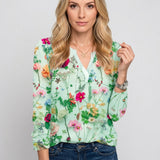 Elegante Bloemen Blouse met V Hals en Luchtige Pasvorm