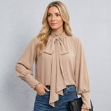 Elegante Blouse met Strikdetail en Losse Pasvorm