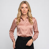 Satijnen Blouse met Klassieke Kraag en Elegante Pasvorm