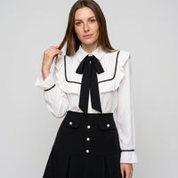 Elegante Tweed Jurk met Strik en Klassieke Stijl