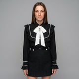Elegante Tweed Jurk met Strik en Klassieke Stijl