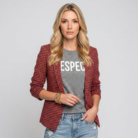 Geprinte Blazer met Getailleerde Pasvorm en Trendy Look