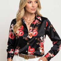 Geprinte Blouse met V-hals en Losse Pasvorm