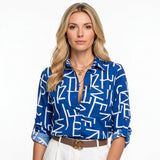 Geprinte Blouse met V-hals en Losse Pasvorm