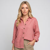 Linnen Blouse met Knopen en Relaxte Pasvorm