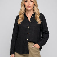 Linnen Blouse met Knopen en Relaxte Pasvorm