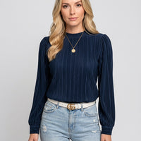 Elegante Geplooide Blouse met Lange Mouwen