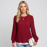 Elegante Geplooide Blouse met Lange Mouwen