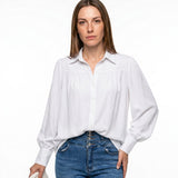 Losvallende Blouse met Knopen en Lange Mouwen