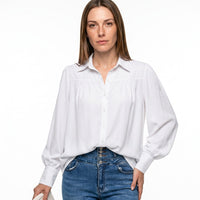 Losvallende Blouse met Knopen en Lange Mouwen
