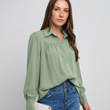 Losvallende Blouse met Knopen en Lange Mouwen