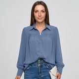 Losvallende Blouse met Knopen en Lange Mouwen