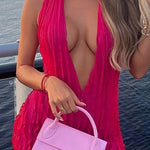 Liana | Sexy Transparant Mini-jurk met Rimpels & Diepe Halslijn