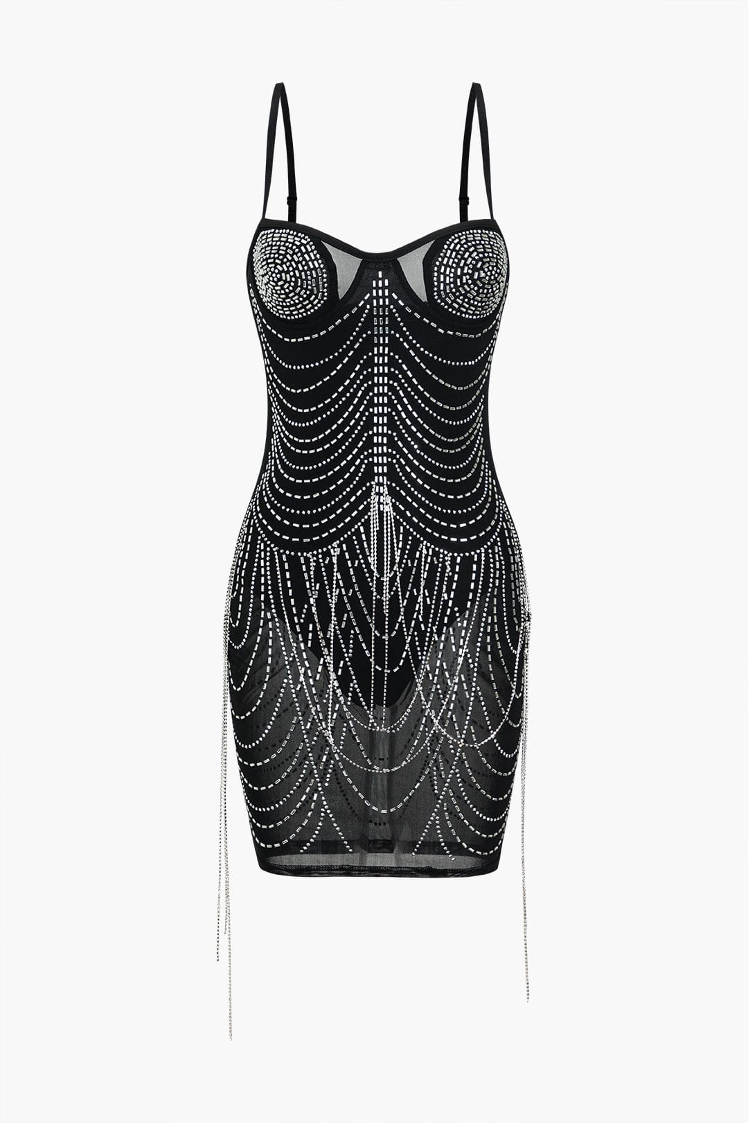 Celeste | Strass-verziend Mesh-Minikleed – Glitterende glamour voor onvergetelijke nachten