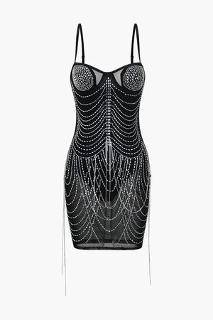 Celeste | Strass-verziend Mesh-Minikleed – Glitterende glamour voor onvergetelijke nachten