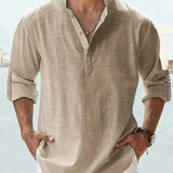 Roan™ Heren Linnen Shirt met Lange Mouwen