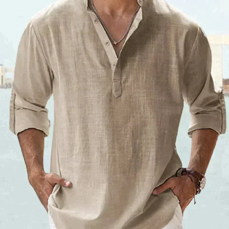Roan™ Heren Linnen Shirt met Lange Mouwen