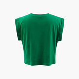 Gracelyn | Opgerolde Mouwen EYE LOOK Grafische Print Crop-T-Shirt met Knoopdetail