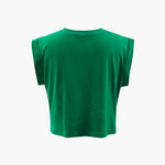 Gracelyn | Opgerolde Mouwen EYE LOOK Grafische Print Crop-T-Shirt met Knoopdetail