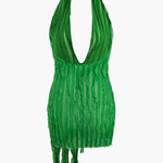 Zara | Asymmetrische Franje-Minikleed met Halter – Verleidelijk Boho-Chic voor speciale gelegenheden