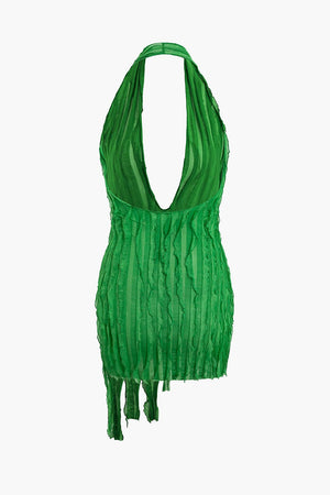 Zara | Asymmetrische Franje-Minikleed met Halter – Verleidelijk Boho-Chic voor speciale gelegenheden