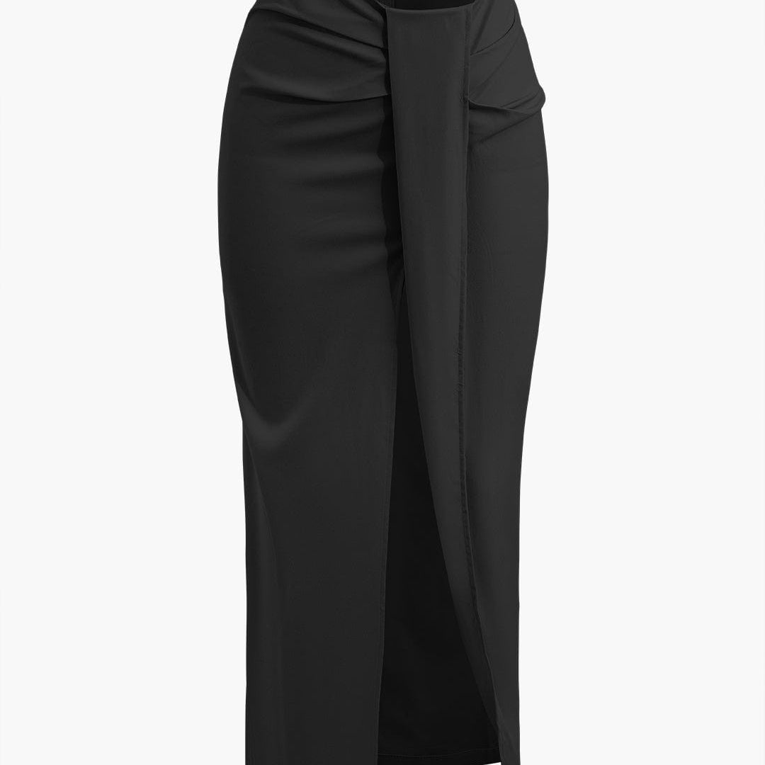 Fridoline | Elegante Midirok met Wickeloptiek, Drapering en Hoge Split