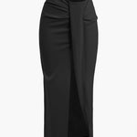Fridoline | Elegante Midirok met Wickeloptiek, Drapering en Hoge Split