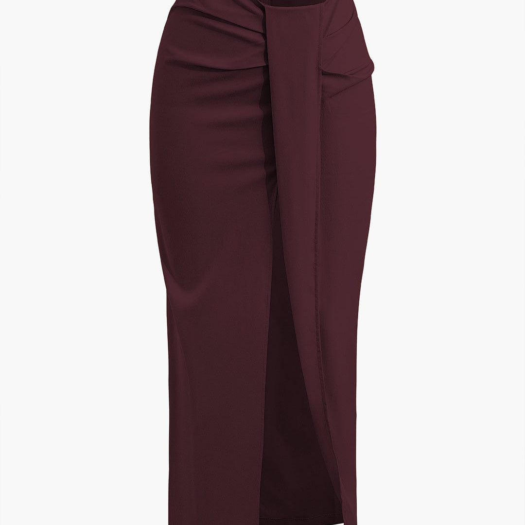 Fridoline | Elegante Midirok met Wickeloptiek, Drapering en Hoge Split