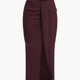 Fridoline | Elegante Midirok met Wickeloptiek, Drapering en Hoge Split
