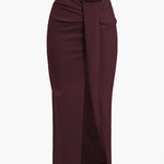 Fridoline | Elegante Midirok met Wickeloptiek, Drapering en Hoge Split