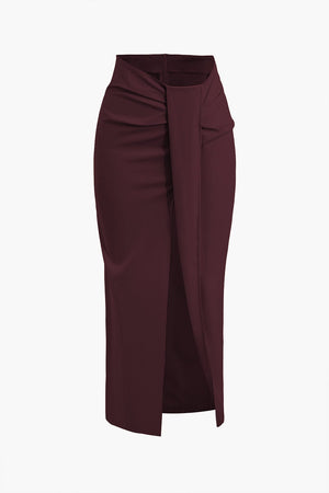 Fridoline | Elegante Midirok met Wickeloptiek, Drapering en Hoge Split
