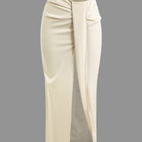 Fridoline | Elegante Midirok met Wickeloptiek, Drapering en Hoge Split