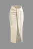 Fridoline | Elegante Midirok met Wickeloptiek, Drapering en Hoge Split