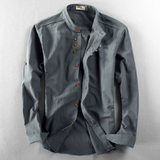 Heren Overhemd Opstaande Kraag Elegant Modern