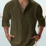 John | Luchtig Linnen Shirt met Henley-Kraag