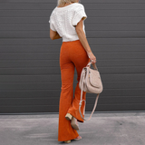 Ella | Dames Curvy Flared Hoge Taille Broek | Elegante Stretch Corduroy