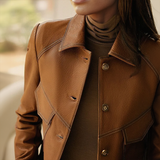 Laura™ Elegante cropped leren jas