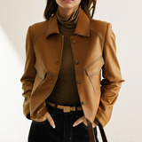Laura™ Elegante cropped leren jas